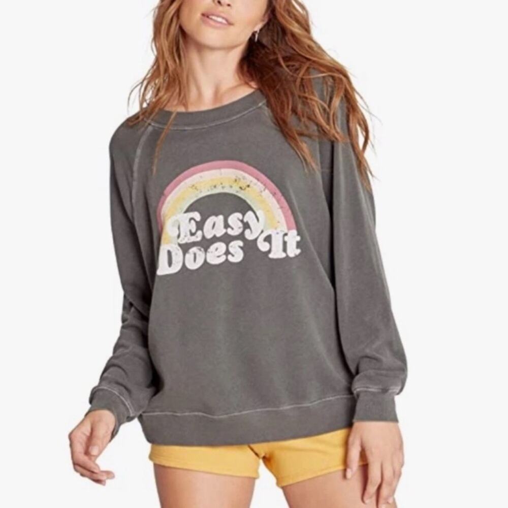 Wildfox size large easy does it gray Charcoal sweatshirt long sleeve Top crew